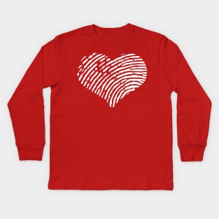 Heart Fingerprint White Love Kids Long Sleeve T-Shirt